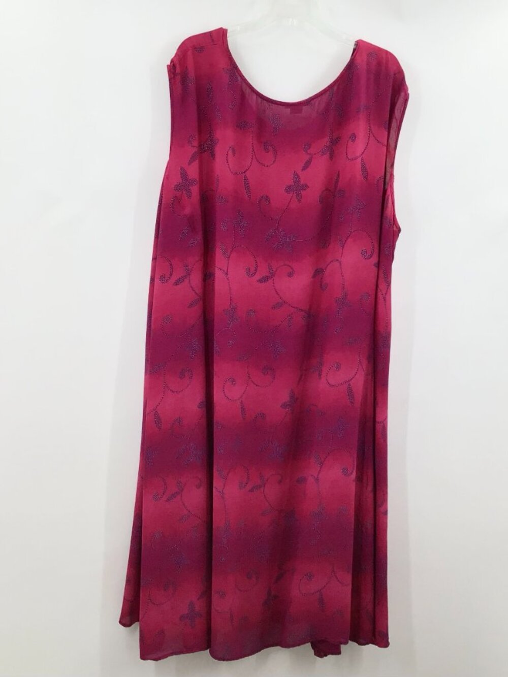 Vintage Womens 22/24 Dopamine Pink Purple Ombre Floral Print Sun Dress Cover Up - Picture 2 of 10